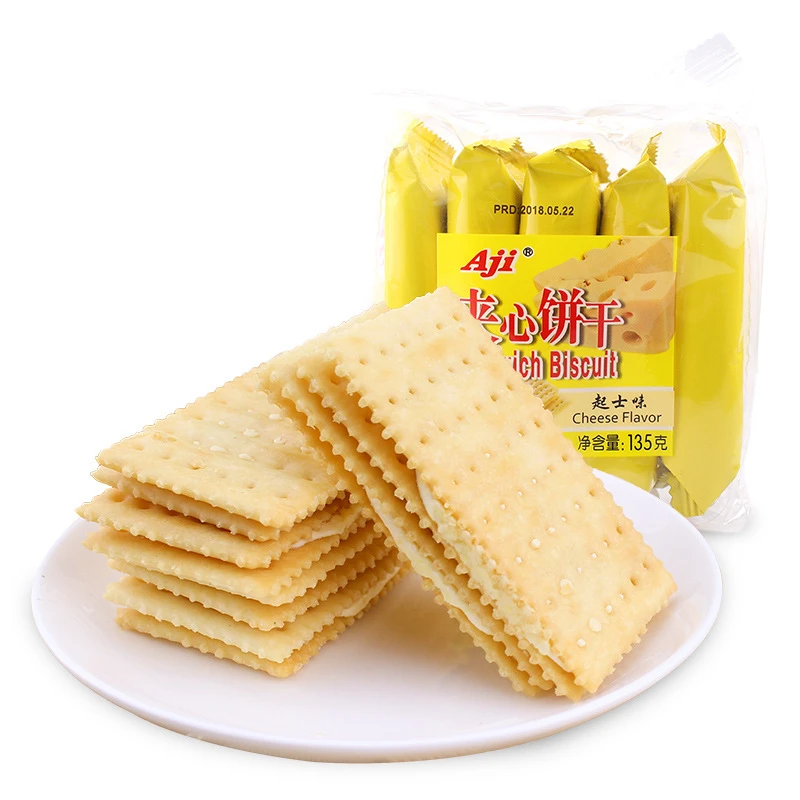 AJI苏打夹心饼干3包柠檬芒果芝士味早餐梳打小包装小吃办公室零食