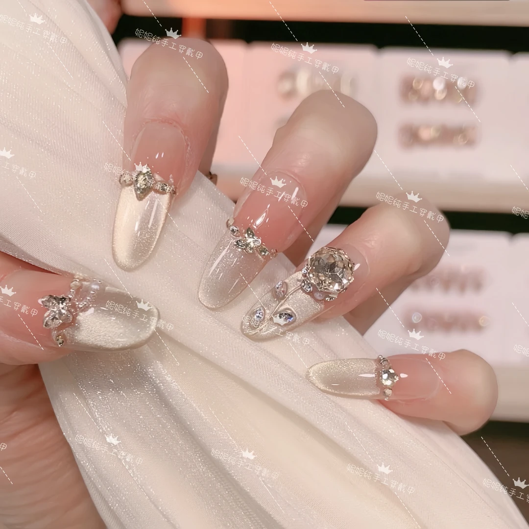 【玫瑰之恋】秋冬新款高品质纯手工穿戴甲闪钻轻奢气质假指甲光疗美