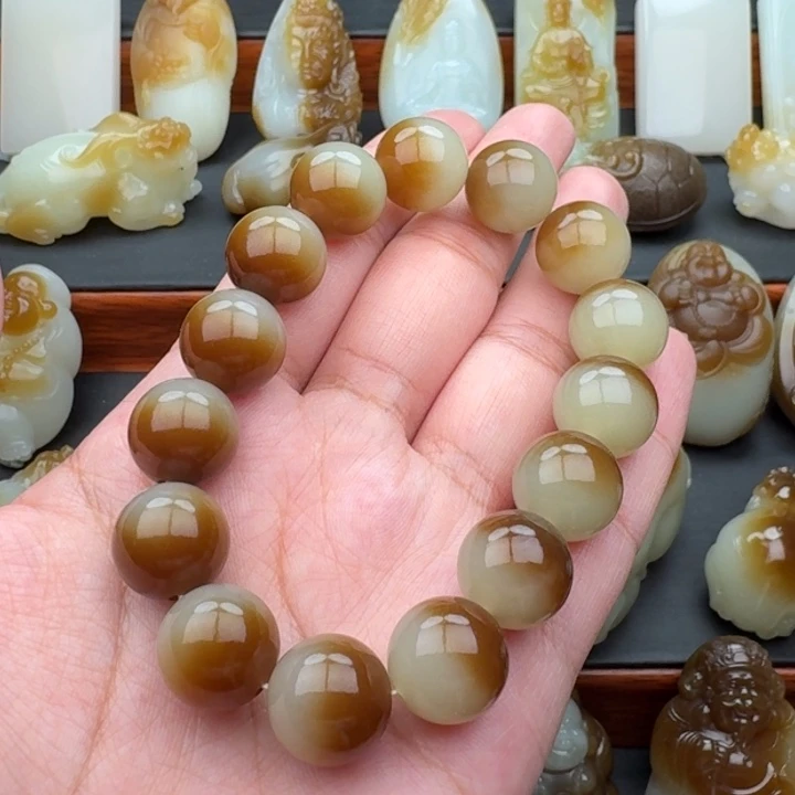 和田玉手串未镶嵌?***叶