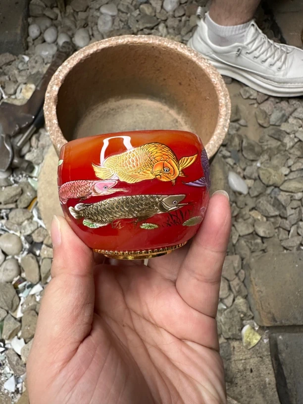 高端茶器 国樽红釉龙鱼 主人杯by121