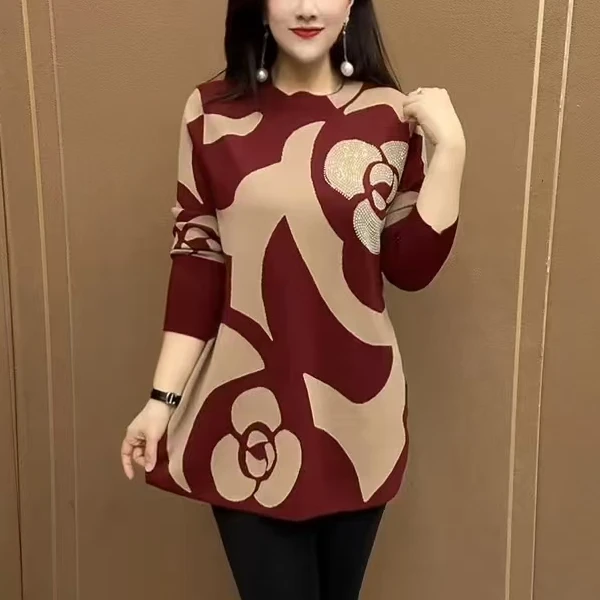 宽松遮肉遮肚时尚针织衫冬款打底衫2024新款百搭减龄中老年妈妈装