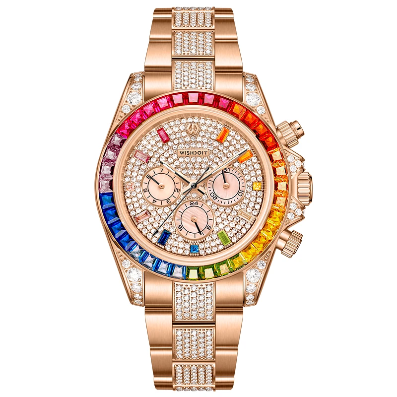 WSD发售【彩虹迪】满钻款男士机械腕表龙
