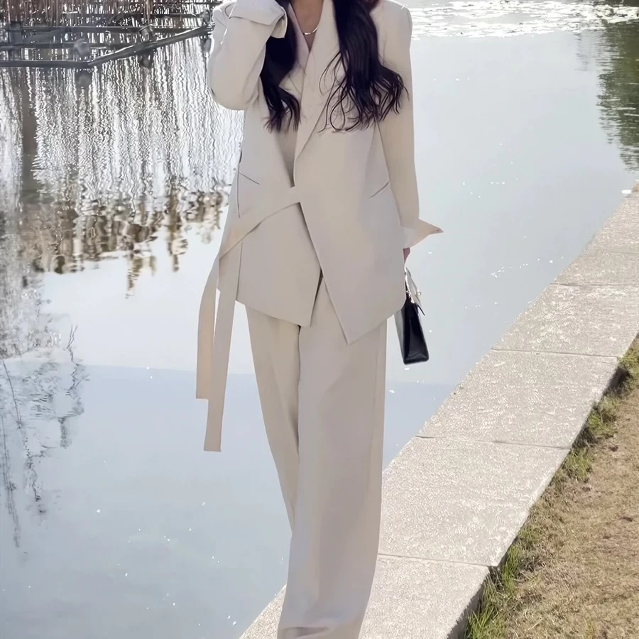 时尚女装气质职业西装套装女2024秋季新款高级感西服阔腿裤两件套