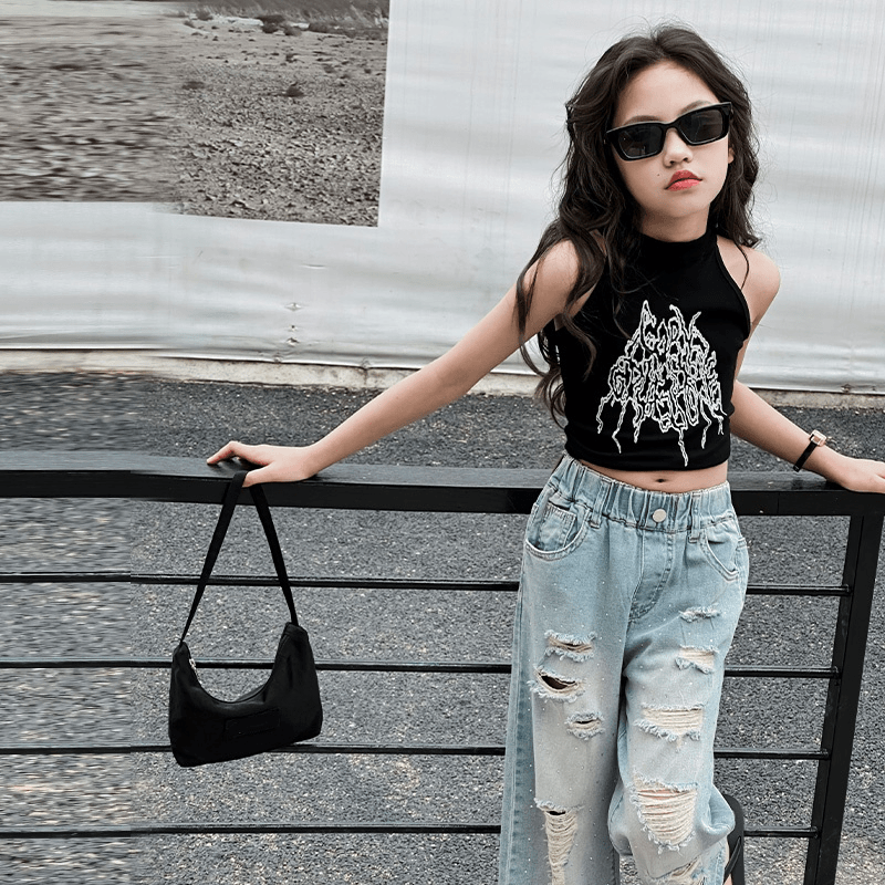 【酷哒仔】女童韩版时髦背心2024夏季新款儿童韩版洋气潮酷上衣