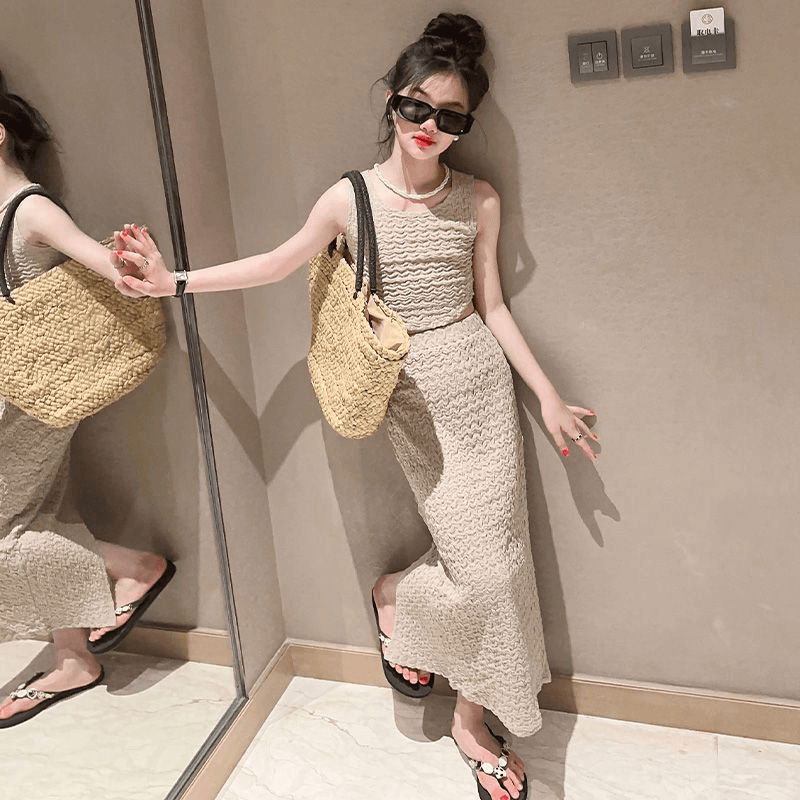 【酷哒仔】女童套装夏季2024新款韩版洋气中大童高级感潮酷两件套