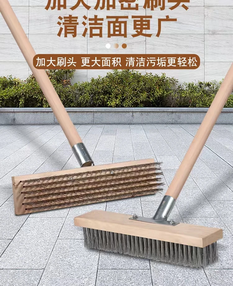 新型地板钢丝刷清洁刷长柄洗地缝刷水泥地清洁刷洗墙厕所刷子钢刷