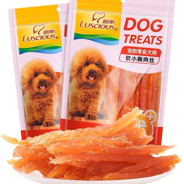 路斯鸡肉干100g软小胸肉丝鸡肉条软丝宠物食品训练奖励逗趣肉干