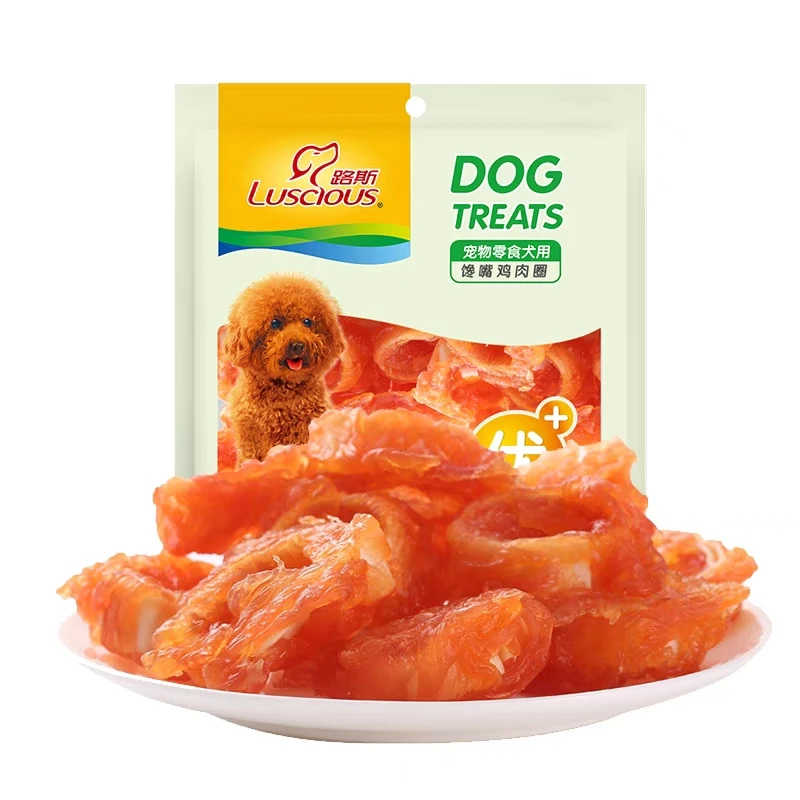 路斯狗狗零食鳕鱼圈缠肉400g泰迪宠物狗鸡肉硬丝训练零食软丝翅膀