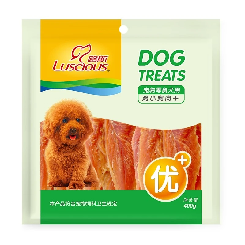 路斯宠物狗零食品鸡小胸肉干400g泰迪金毛幼犬磨牙鸡肉干犬用肉条