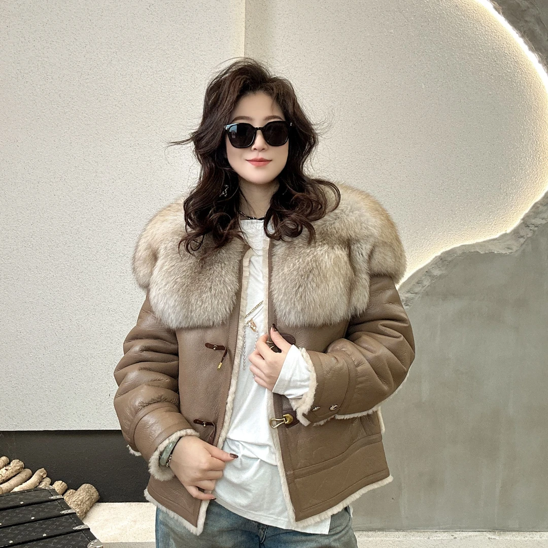 【皮草优选】“绒绒暖茶”年新款高定皮毛一体狐狸毛外套时尚百搭显瘦