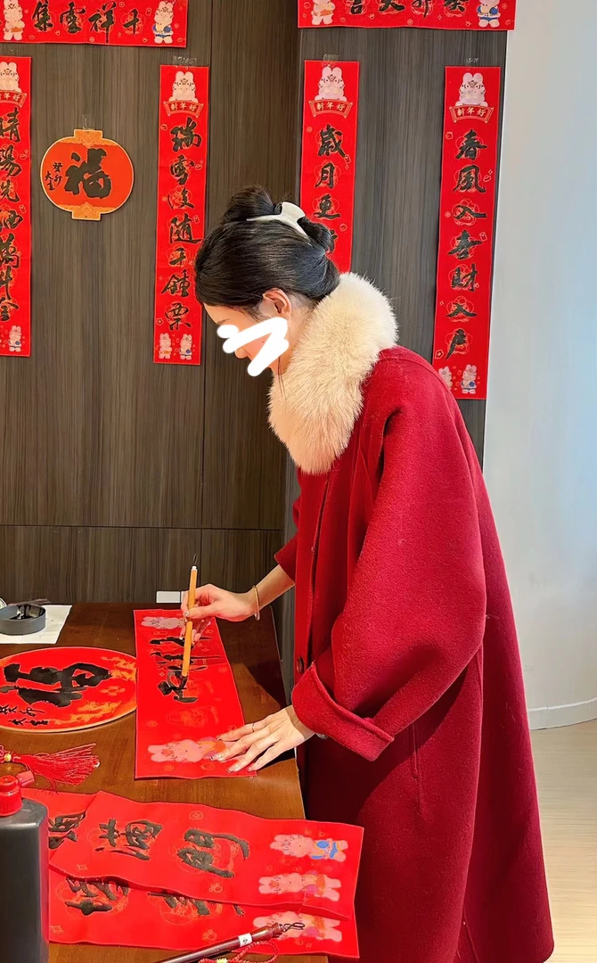 【马雪儿】【瑞士雪夜】秋冬新款中长款双面羊毛大衣狐狸毛围脖外套