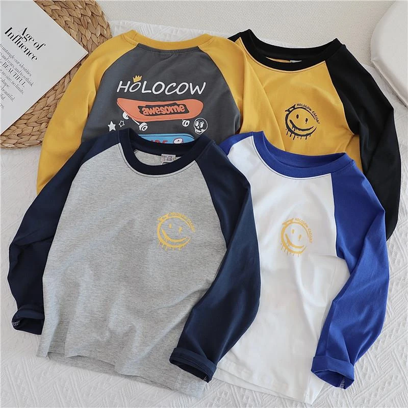 男童圆领长袖t恤秋装儿童印花套头打底衫2025春秋宝宝宽松上衣