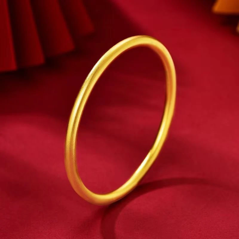 【匠心手作】足金古法素圈传承手镯磨砂哑光面经典百搭素款