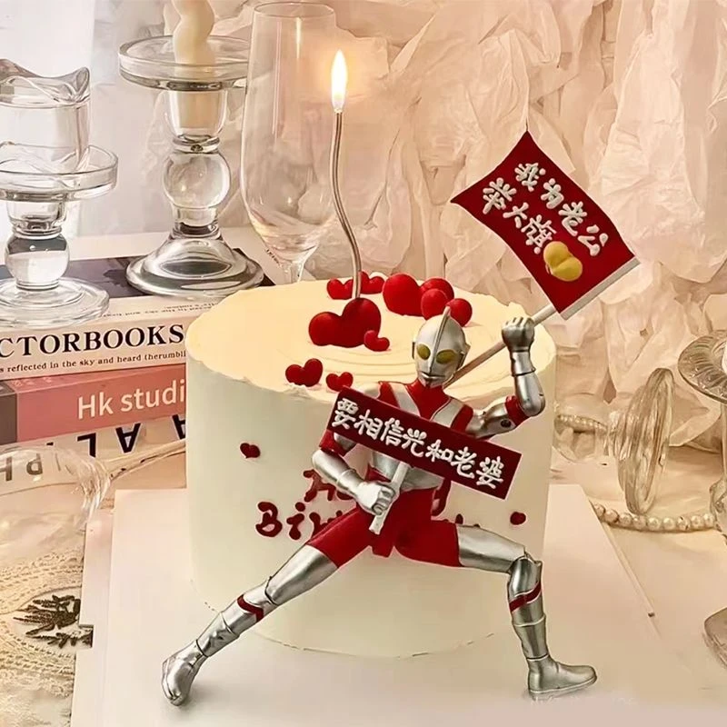 网红同款可变形超人奥特曼蛋糕摆件装饰男神老公儿童生日蛋糕装扮