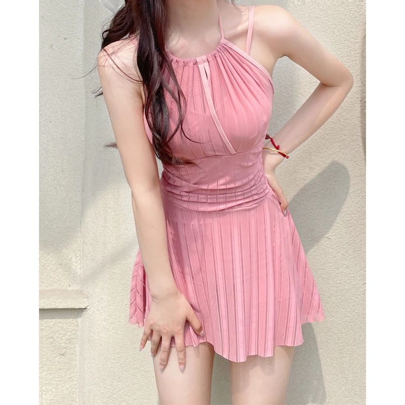 泳衣女夏2022新款ins风遮肚显瘦性感仙气泡温泉小个子连体泳衣女