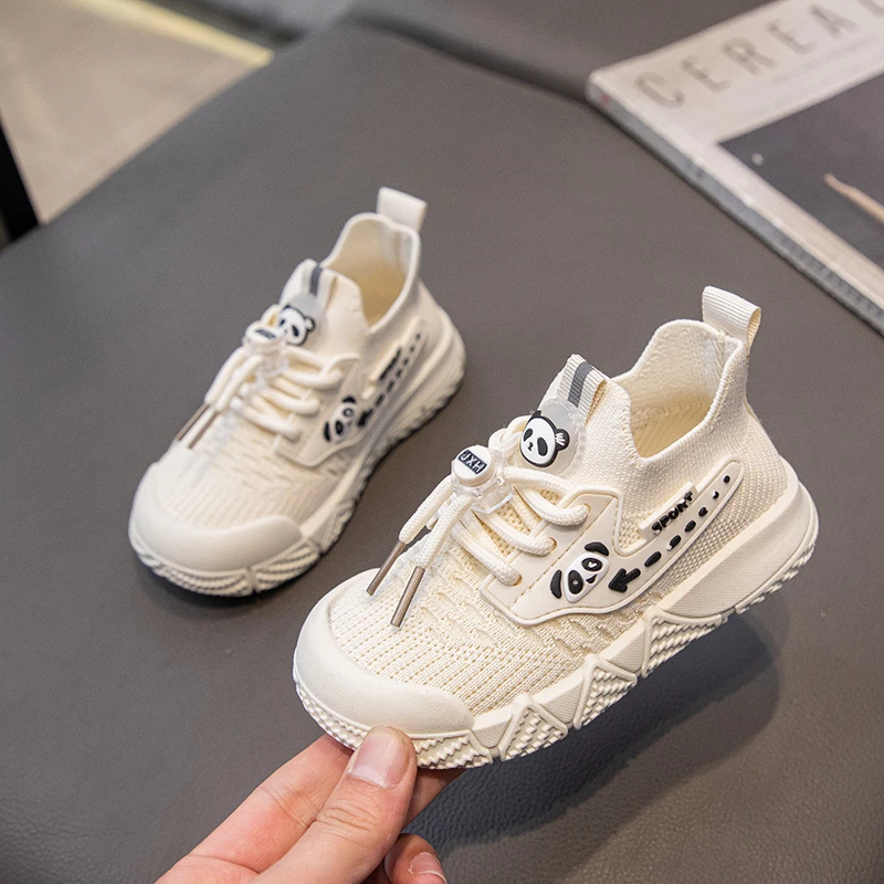 儿童一脚蹬飞织鞋春夏3-6岁男童网面透气运动鞋防滑女孩针织网鞋