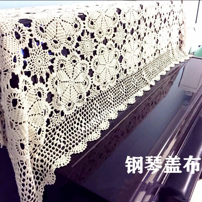 手工钩织田园复古镂空纯棉蕾丝门帘半帘沙发巾欧式茶几布桌布布艺