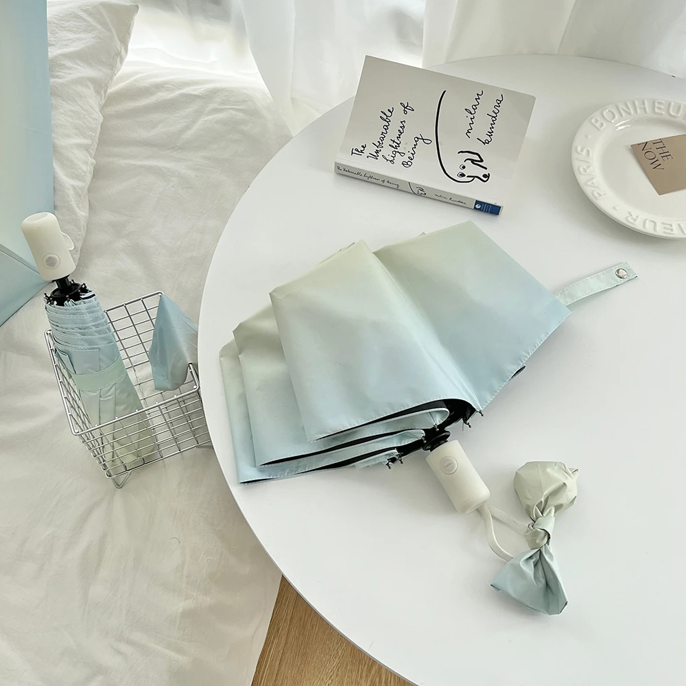 全自动雨伞女晴雨两用伞渐变ins风太阳伞防晒防紫外线黑胶遮阳伞