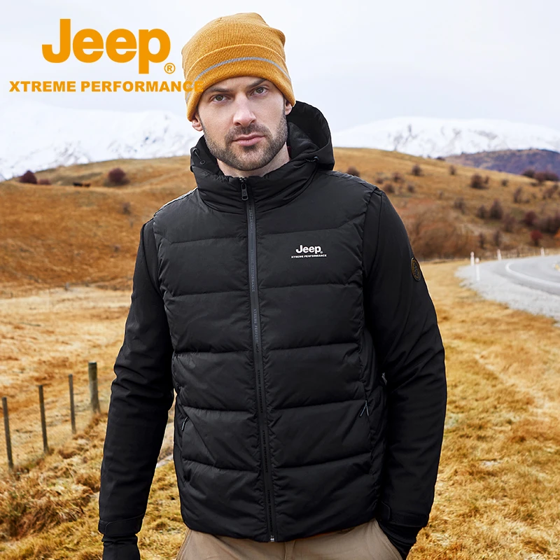 JEEP/吉普运动防泼水保暖男式软壳内胆羽绒马甲两件套J242094797