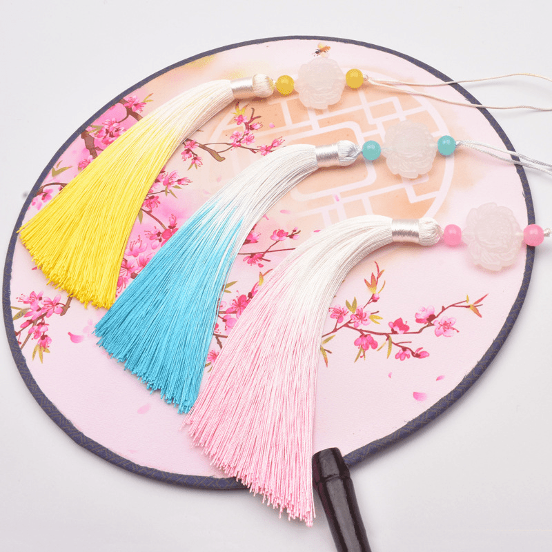 仿白玉莲花渐变色流苏穗子古风汉服挂件吊坠双面莲花笛箫压襟吊穗