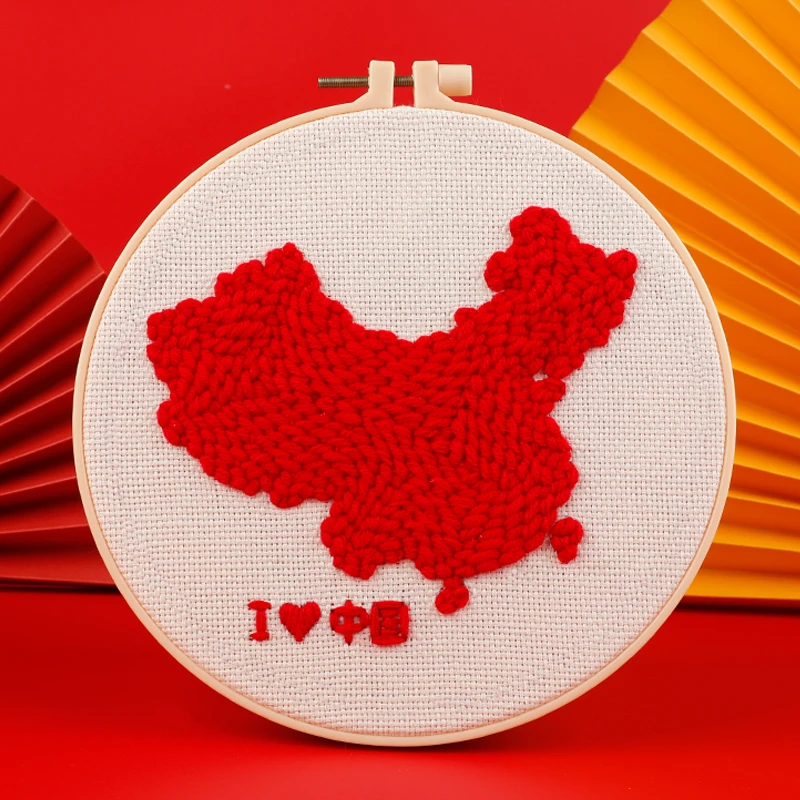 喜迎国庆俄罗斯戳戳绣diy手工绣材料包初学者戳戳乐毛线画装饰画