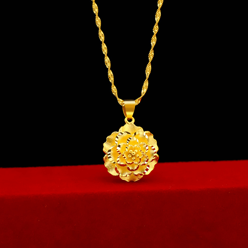 合金项链 【粉丝专享福利】牡丹花项链（赠送45厘米水波纹项链）时尚