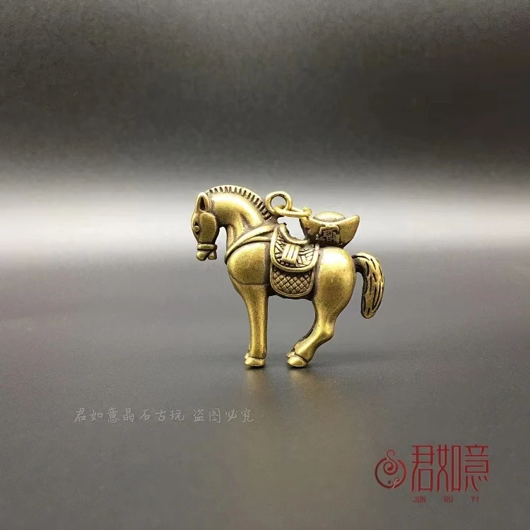 黄铜马上赢马上封侯小摆件纯铜马上有钱办公室桌面摆件钥匙扣好运