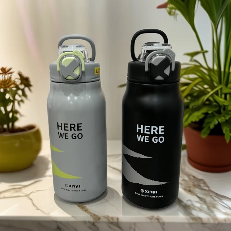 新款316不锈钢超大容量运动保温壶高中生运动水杯男生双饮保温杯