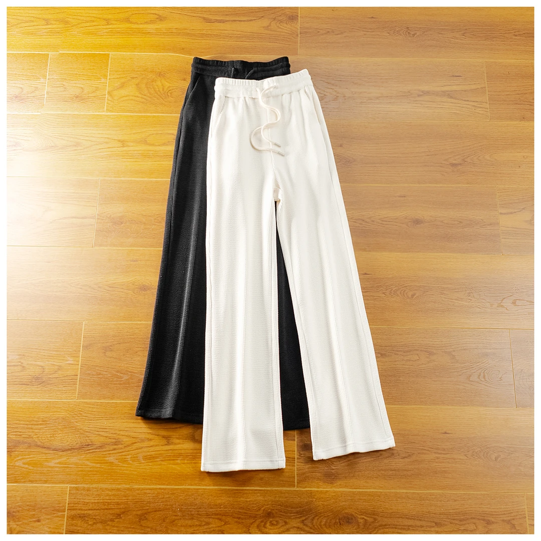 肌理感直筒裤女2025春秋新款高腰百搭显瘦宽松垂感窄版休闲阔腿裤