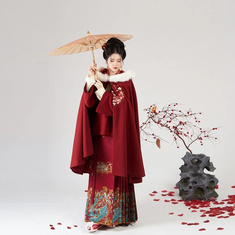 织造司原创明制汉服[火离]马面马面裙新款爆款女款冬季国风斗篷