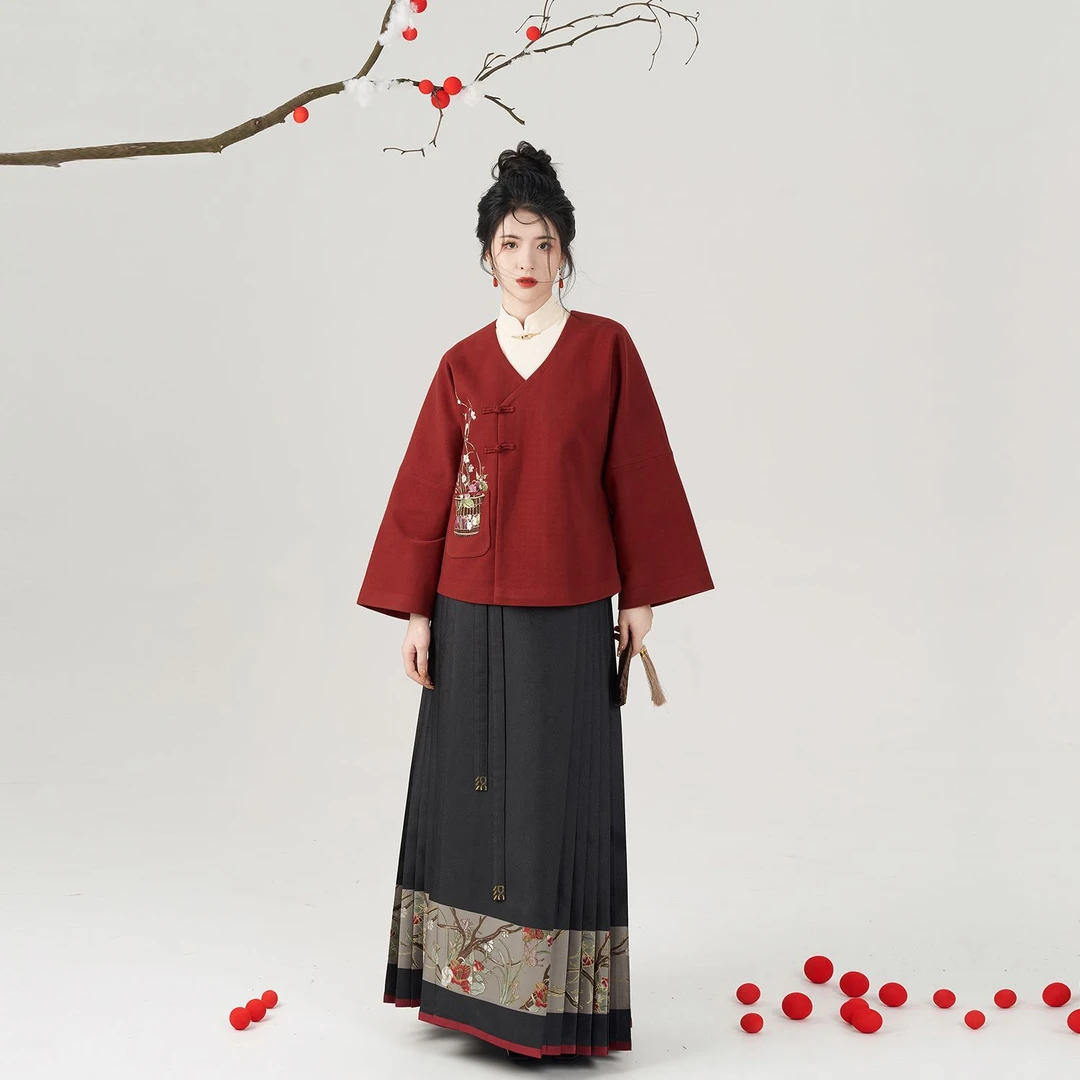 织造司原创明制汉服[福枝]马面马面裙国风正版马面裙套装裙套装