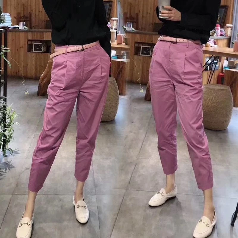 欧洲站裤子女秋季新款洋气时尚九分裤韩版百搭宽松显瘦休闲哈伦裤