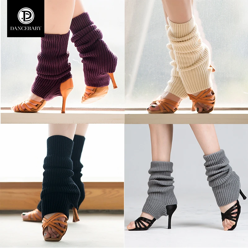 DANCEBABY袜套拉丁舞袜踩脚带洞毛线袜套拉丁舞练功正规服腿袜WT