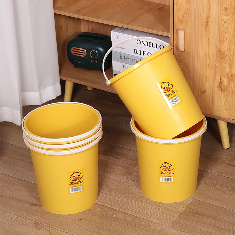 3个】小黄鸭垃圾桶家用大号容量客厅厨房卫生间厕所办公室压圈纸篓