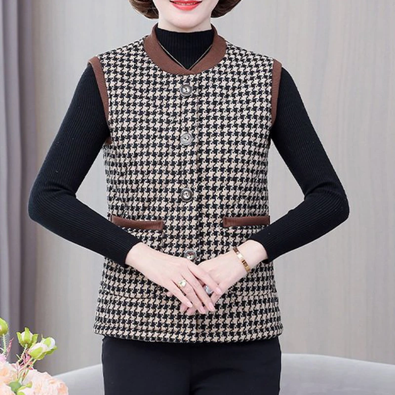 冬季加绒加厚马夹妈妈装宽松马甲中老年女装保暖上衣