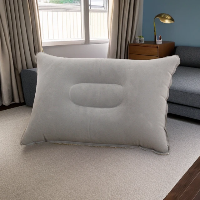 植绒方形充气枕午睡枕户外露营枕靠腰枕头靠垫单人枕头便携午休枕