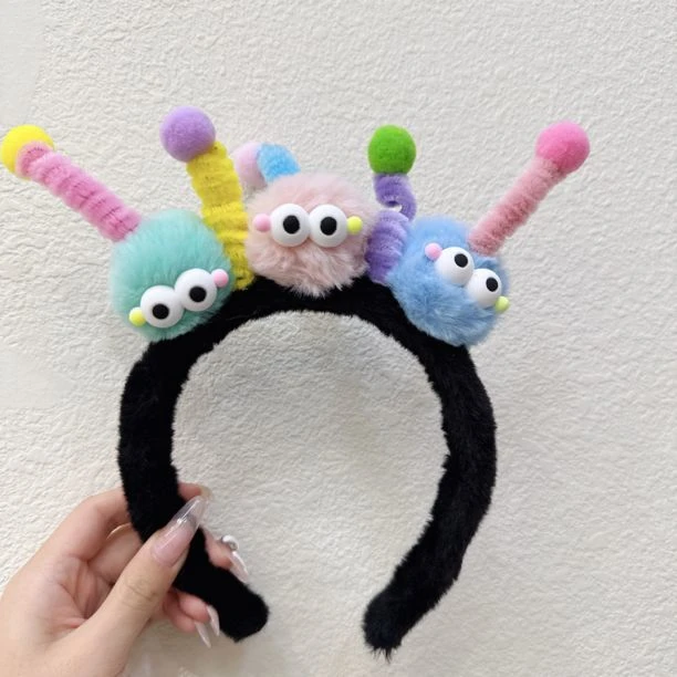 丑萌秋冬毛绒天线娃娃发箍可爱儿童搞怪头箍2023年新款谁看了都爱