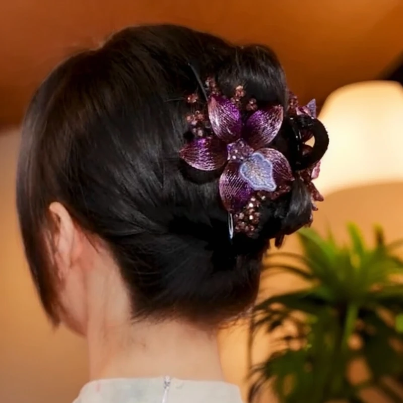 轻奢复古抓夹女金属丝手工编织双面气质花朵鲨鱼夹优雅发夹子头饰