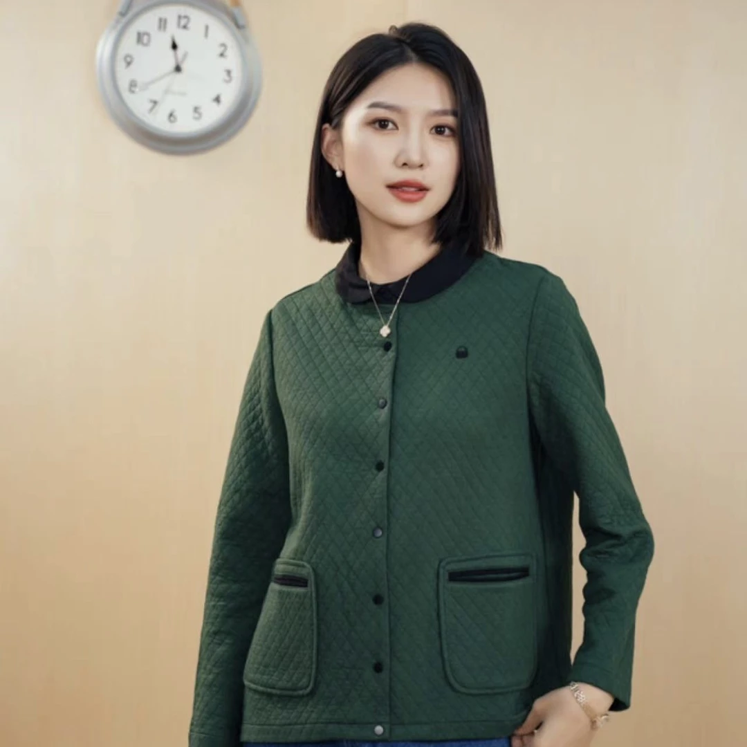 多色方领舒适棉外套