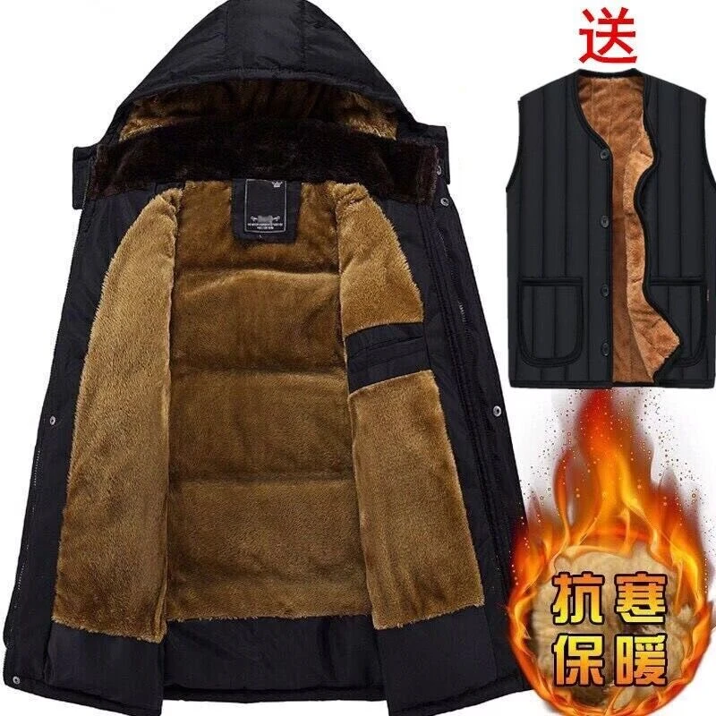 中老年棉衣男爸爸装60岁爷爷外套老人冬季棉袄加绒加厚棉服老年人