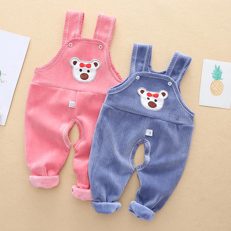 宝宝背带裤春秋冬装婴儿加绒裤子男女小童保暖裤婴幼儿连体护肚裤