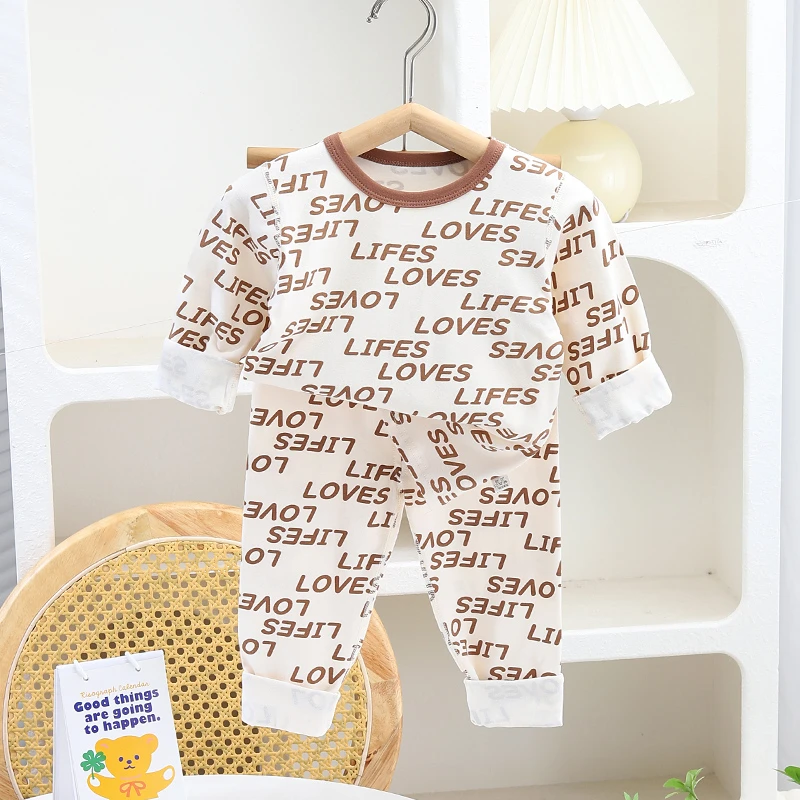 儿童秋衣秋裤套装纯棉莱卡男女小童棉毛衫婴幼儿宝宝保暖内衣睡衣