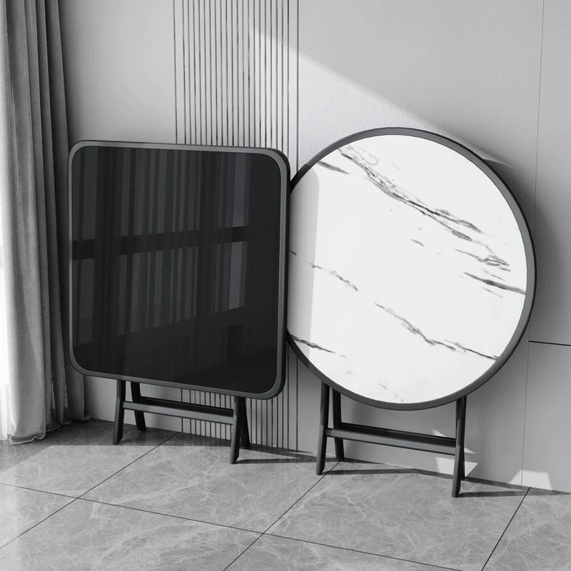 折叠桌户外餐桌家用小户型钢化玻璃吃饭折叠小圆桌方桌可折叠桌子