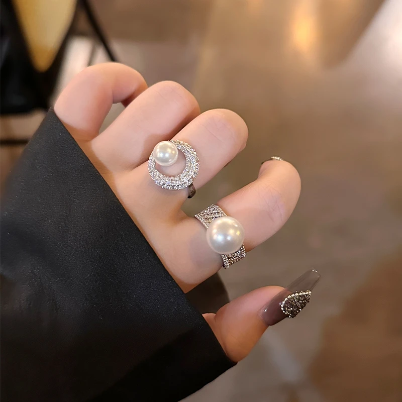 oushipei/欧诗佩 铜合金仿珍珠戒指 轻奢高级戒指小众设计食指戒