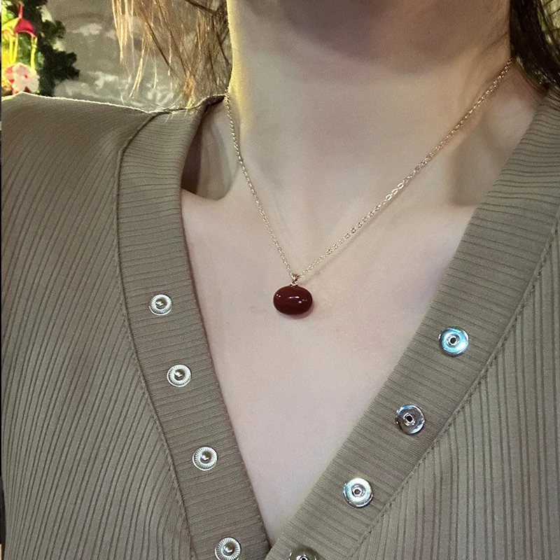 oushipei/欧诗佩 铜合金项链 红色相思豆项链气质百搭短款颈链