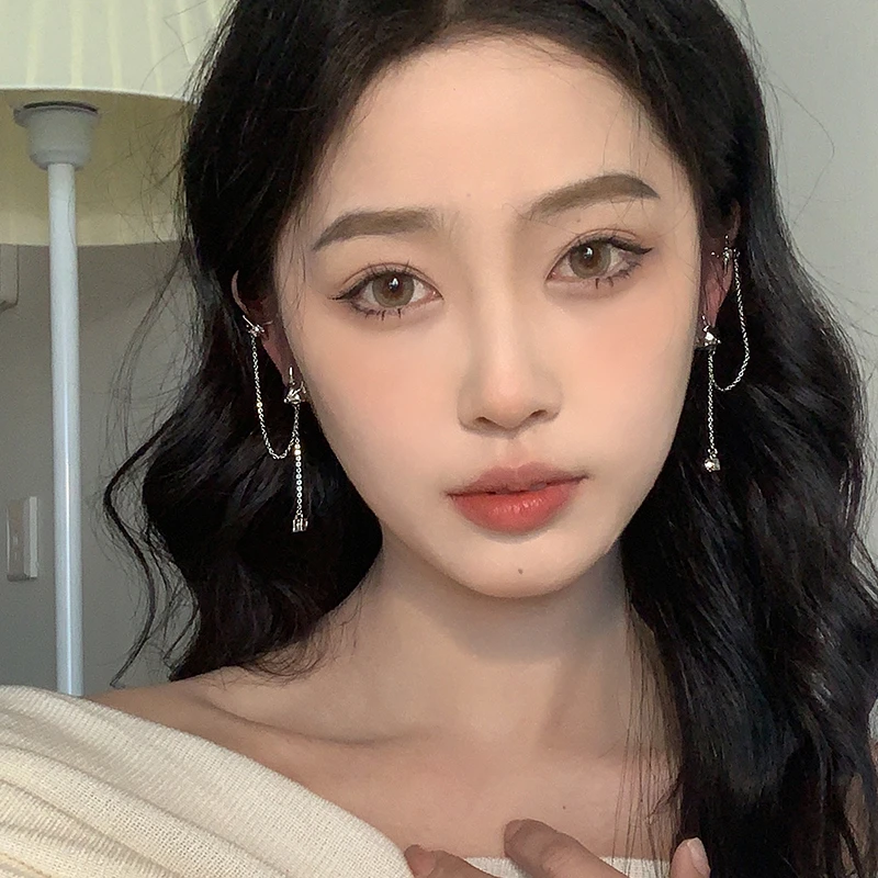 oushipei/欧诗佩 铜合金合成锆石耳饰 甜美小狐狸耳钉耳夹一体式