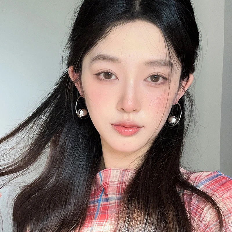 oushipei/欧诗佩 铜合金耳饰 高级感大气夸张金属球耳圈圆圈耳环