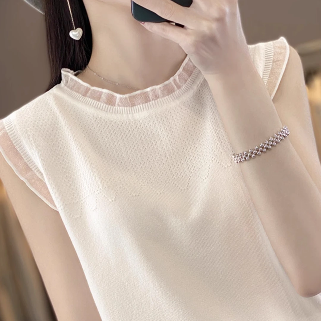 冰丝吊带背心女内搭2025春夏新款女士洋气针织打底衫无袖蕾丝上衣