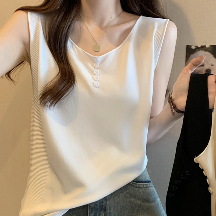 白色无袖打底背心女内搭大码胖mm遮肚显瘦宽松v领吊带上衣夏外穿