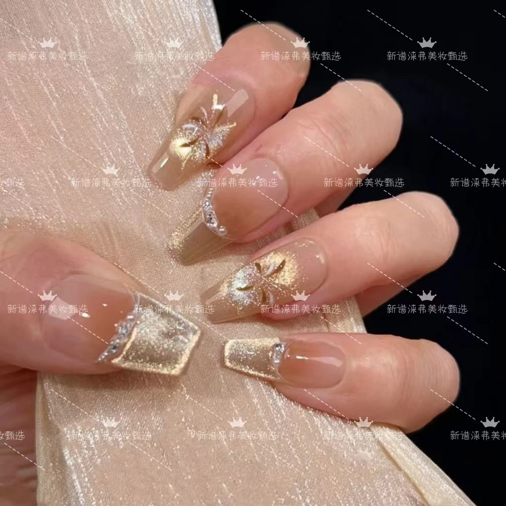 【浪漫绽放】纯手工穿戴美甲秋冬百搭烟花猫眼美甲